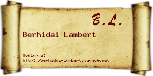 Berhidai Lambert névjegykártya